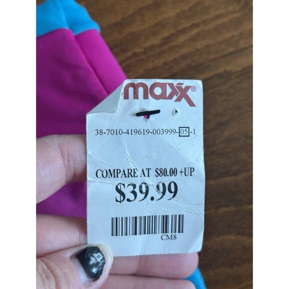 DKNY One Piece Swimsuit Colorblock Pink & Turquoise Strapless NWT Sz 4 - Picture 3 of 6